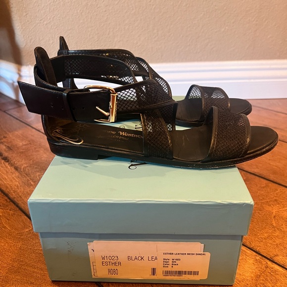 Vivienne Westwood Esther Black Mesh Sandals - Picture 4 of 12